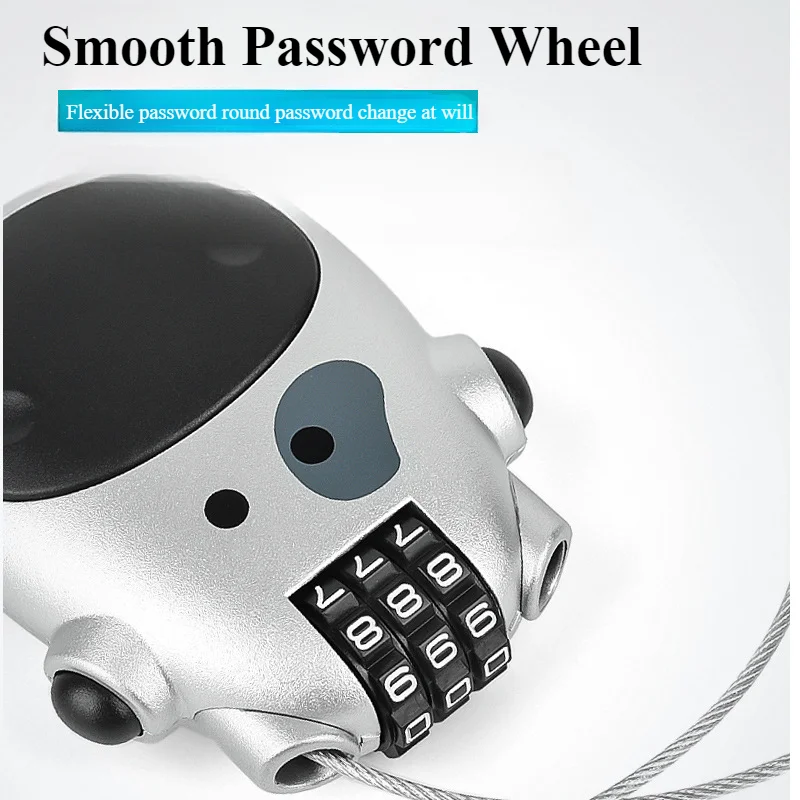 Immagine 5: Lucchetto per Casco Moto e Bici Elettrica, Lucchetto Antifurto per Passeggino, Lucchetto a Cavo per Armadio e Bagagli, Lucchetto con Password in ABS