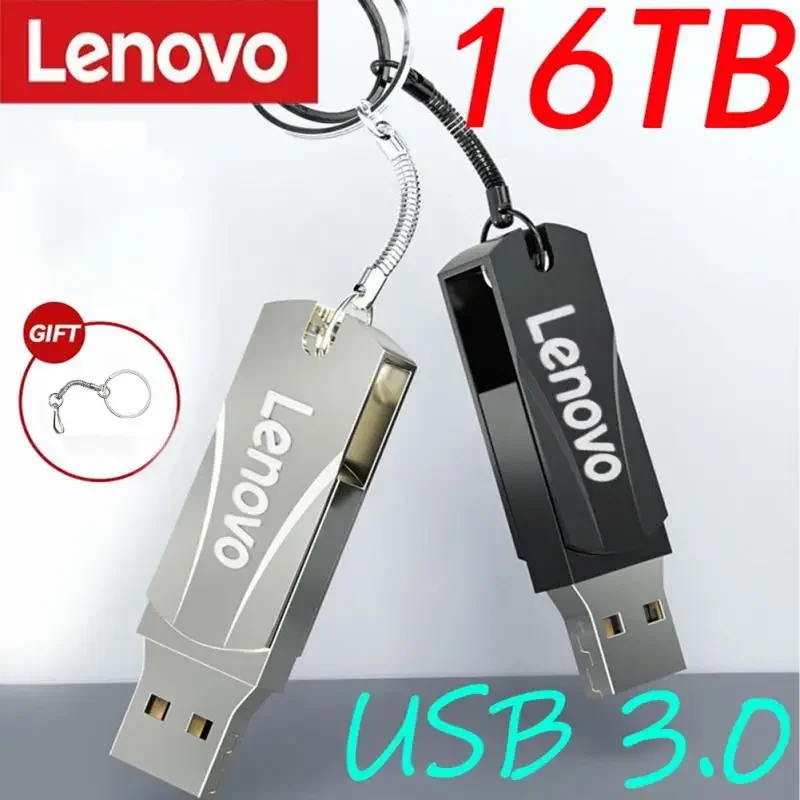 레노버 3.0 USB 플래시 드라이브, 금속 고속 펜 드라이브, 컴퓨터 저장 장치용 방수 C타입 USB 펜드라이브, 16TB, 2TB, 128GB 