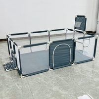 Grey Different Styles Foldable Baby Playpen with Pull Rings - Indoor Activity Center with Ball Pit Fence & Games for Toddlers