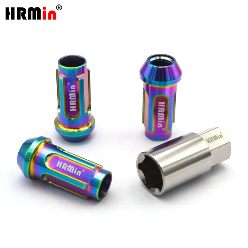 HRMin anti-theft Gr.5 titanium cone seat wheel lug nut titanium nut M14*1.5*45 for Tesla, Cherokee,Jaguar,VW,AUDI, Mercedes Benz