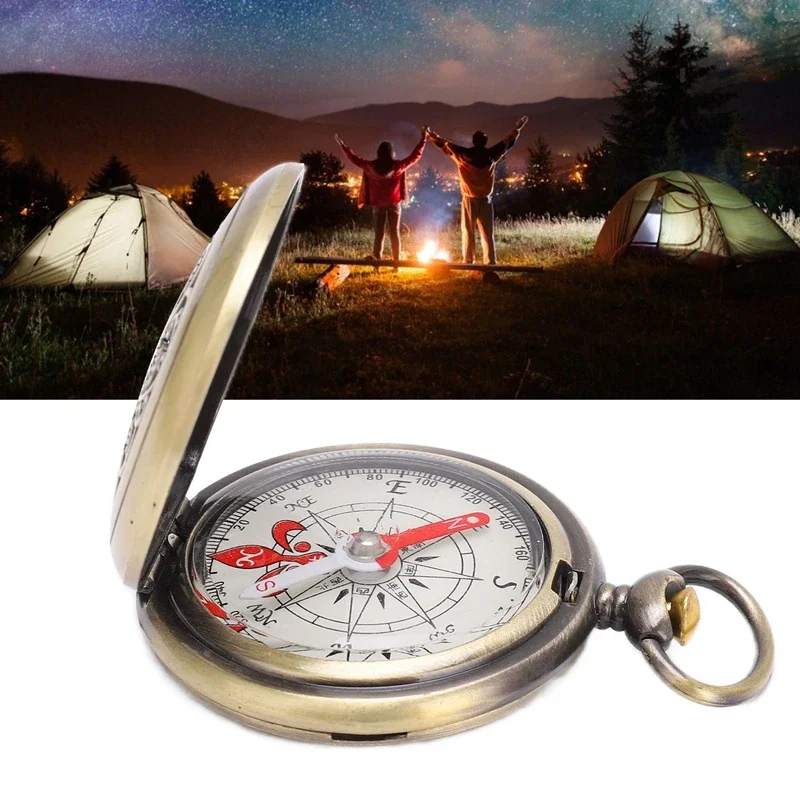 New Portable Pocket Brass Gold Copper Marine Compass – Waterproof Navigation Tool for Outdoor Camping & Hiking Adventures