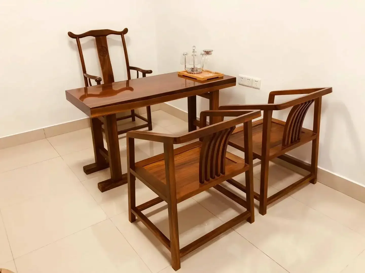 table Aokan solid wood tea    walnut ebony boss desk log dining