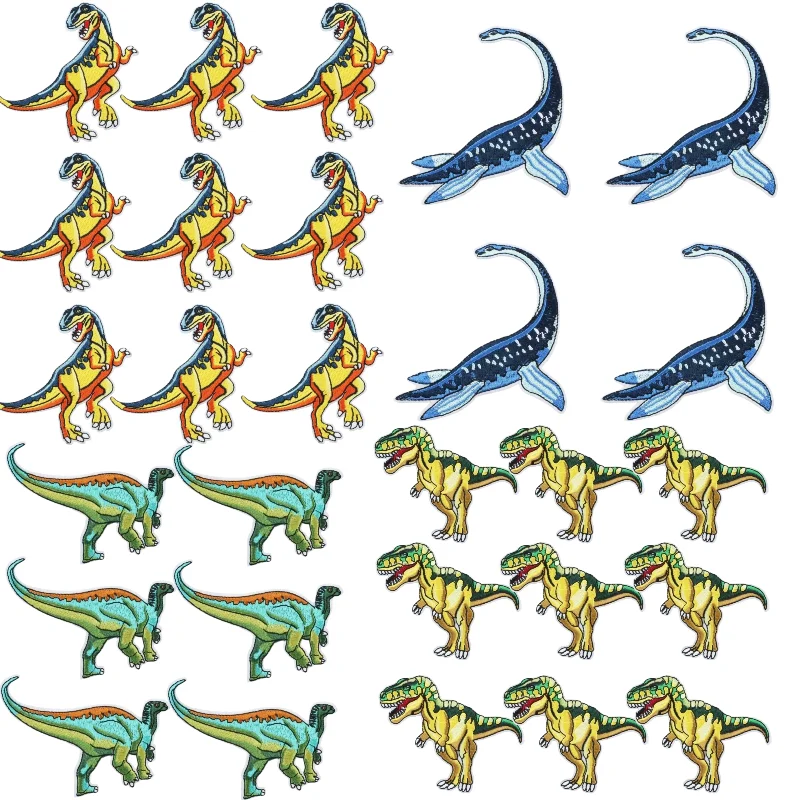

Cartoon Jurassic Age Dinosaur Story Hot Dinosaur Embroidery Cloth Sticker Computer Embroidery Label Patches for Clothing