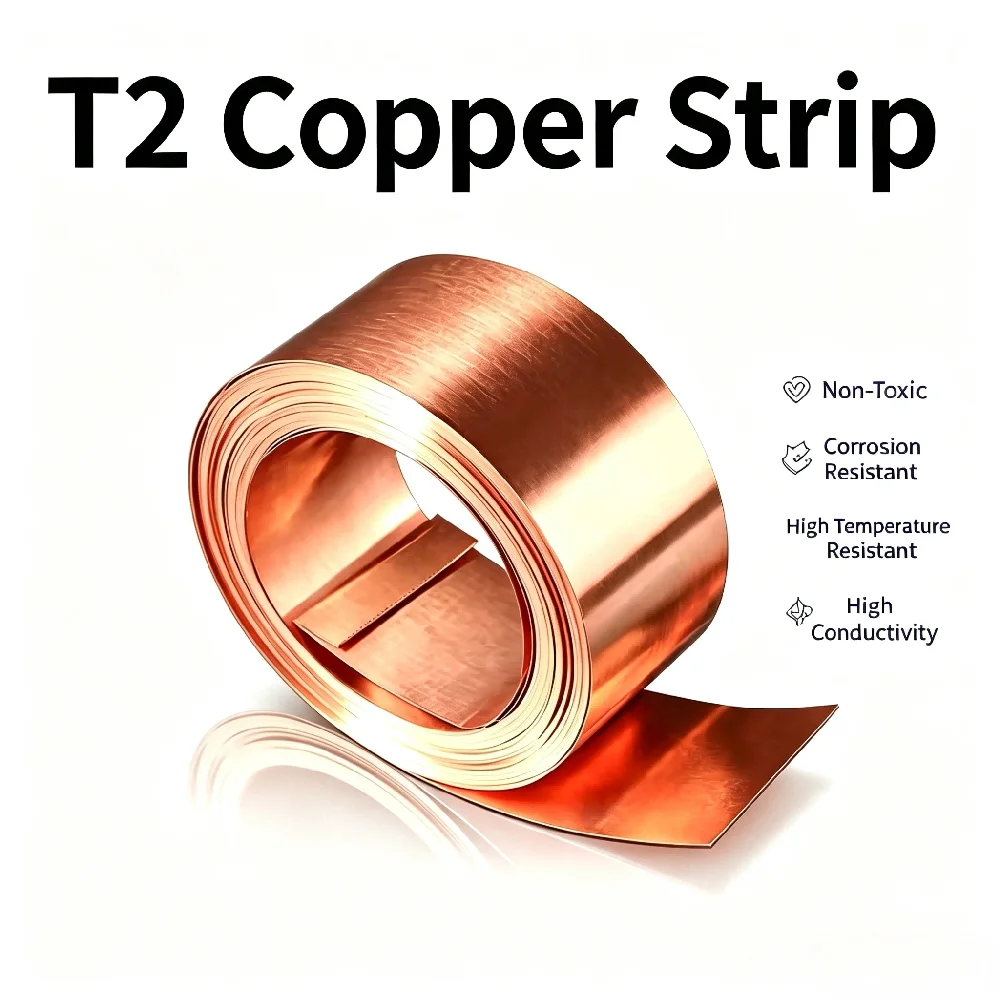 T2 Red Copper Strip High Conductivity Corrosion Resistant Pure Copper Foil Roll for Battery Electrical Welding Electronics