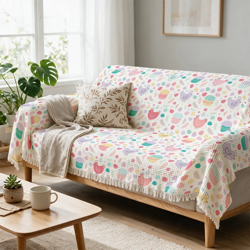 Trendy Pastel Floral Throw Blanket for Sofa Couch Decor Living Room Throw Cover Cozy Spring Cottagecore Picnic Style Seating Tex