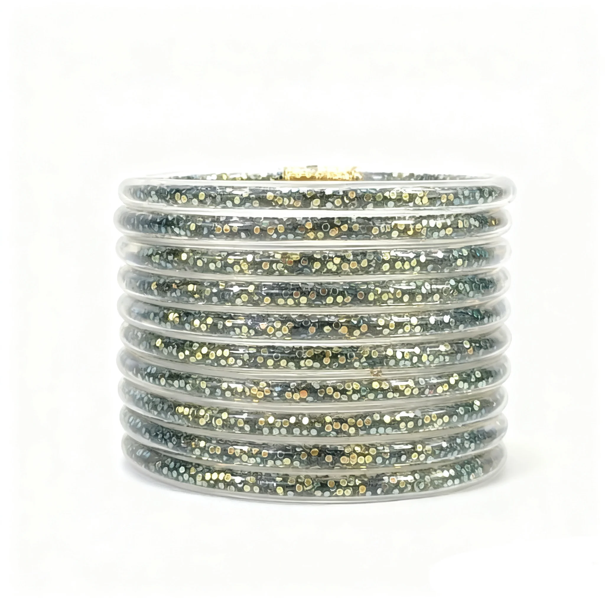 Glitter Jelly Gold Bangles Bracelets for Women - Gold Soft Silicone Sparkling Ladies Fashion Stackable Jewelry Gift for Party