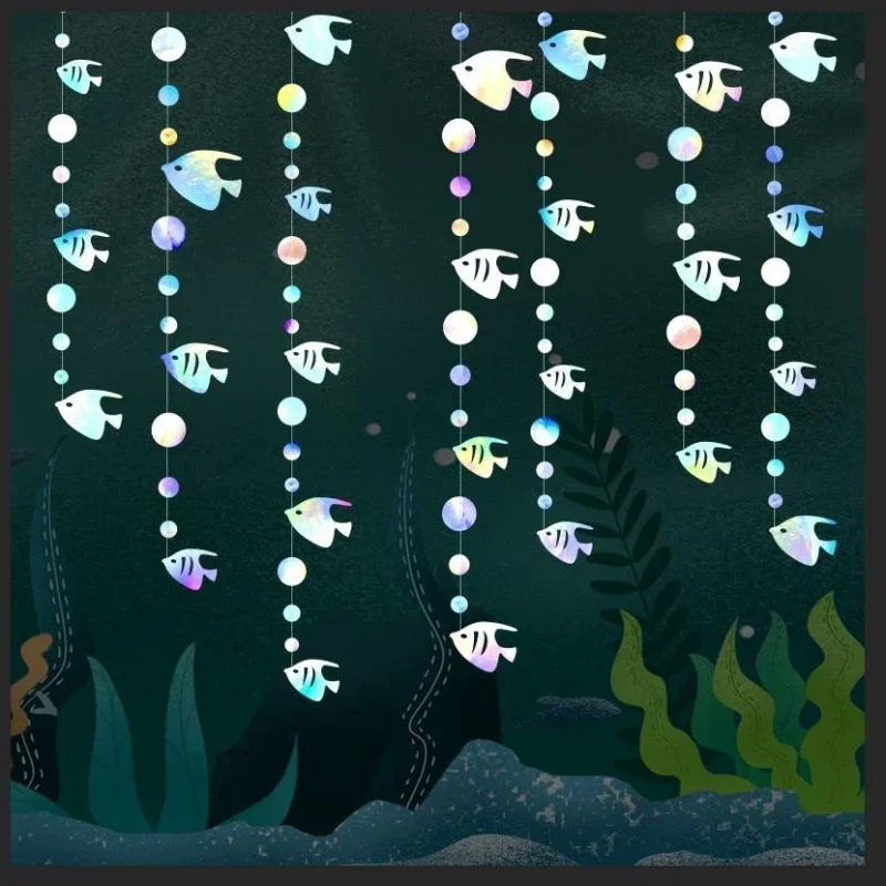 Ocean Themed Decoration Ocean Fish And Starfish Paper Garland Pendant Birthday Party Decoration Hanging Colored Banners Decorat