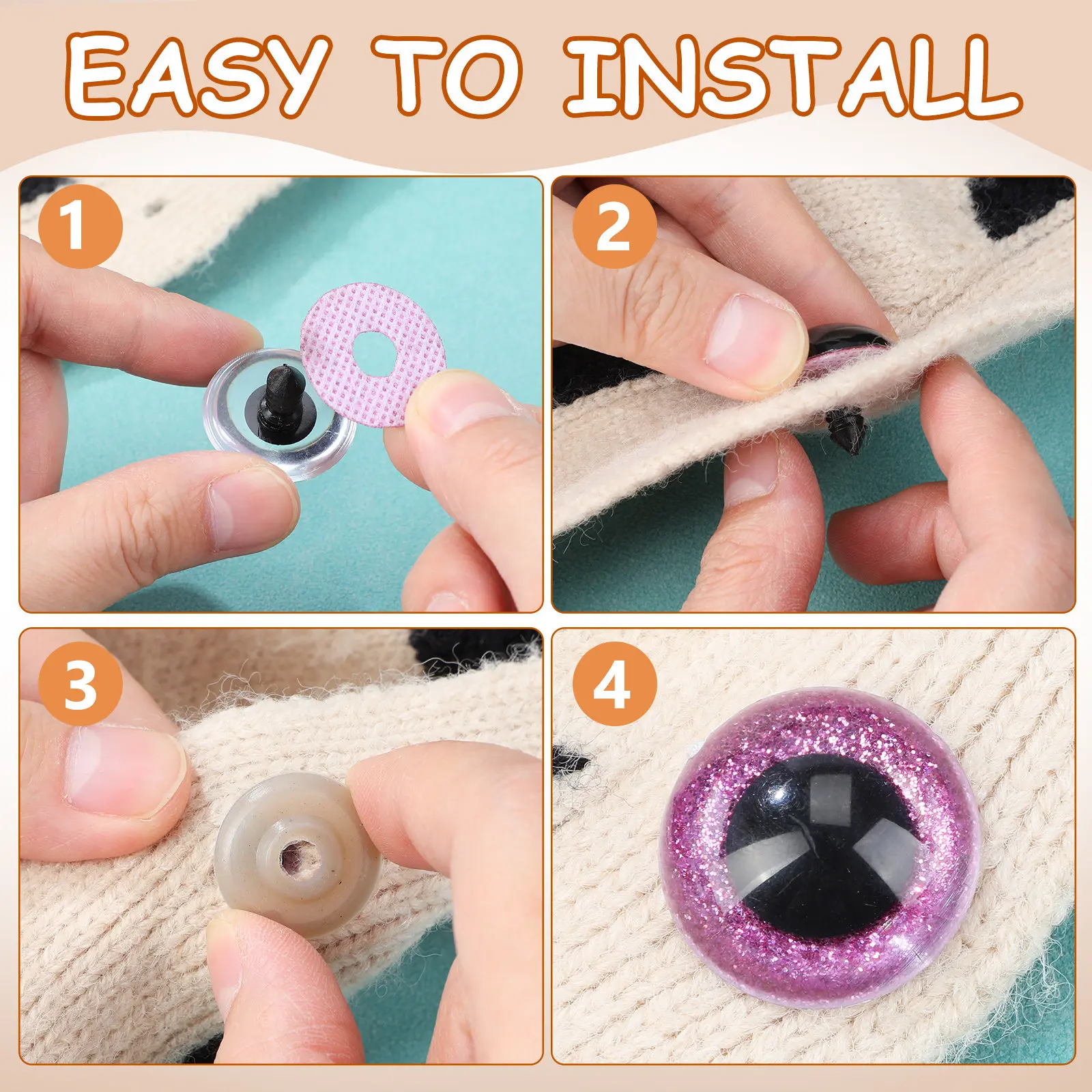 

80pcs Accessories Black Solid Realistic Plastic Safety Eyes For Crochet Animals Stuffed Animal Making Supplies Craft Diy Puppet