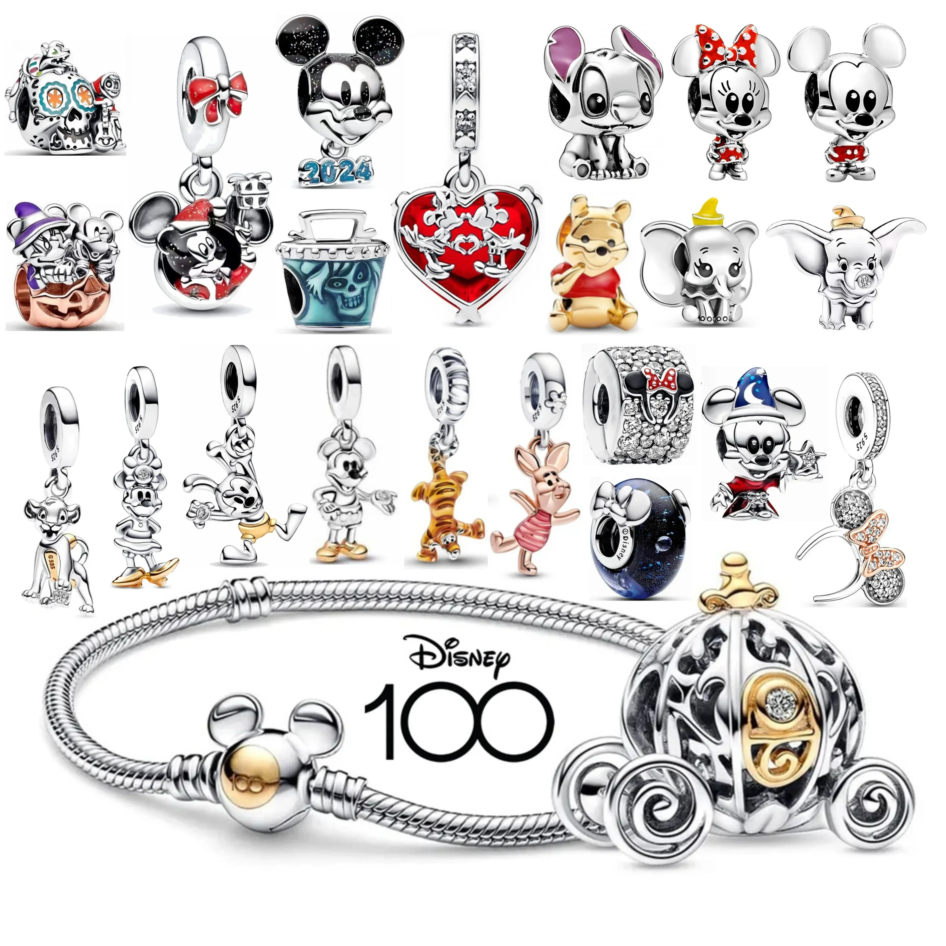 

Disney Series 925 Silver Princess String of Beads Cartoon Mickey Minnie Mouse Charm Beads Fit Original Bracelets DIY Jewelry