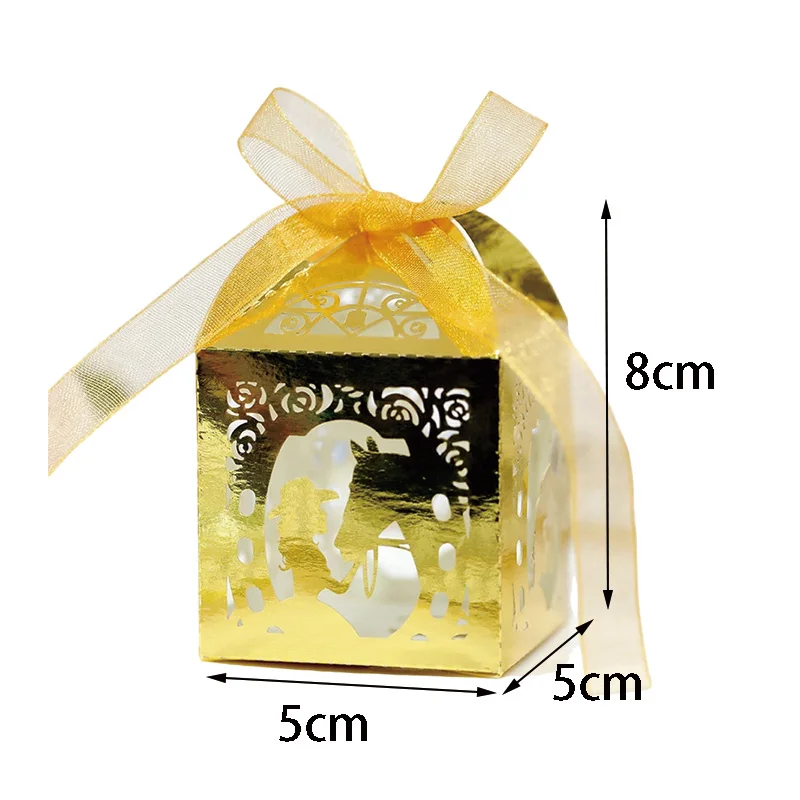 25/50Pcs Laser Hollow Girl With Horse Candy Box Love Sweet Wedding Favor Gift Packaging Box With Ribbon Birthday Party Supplies