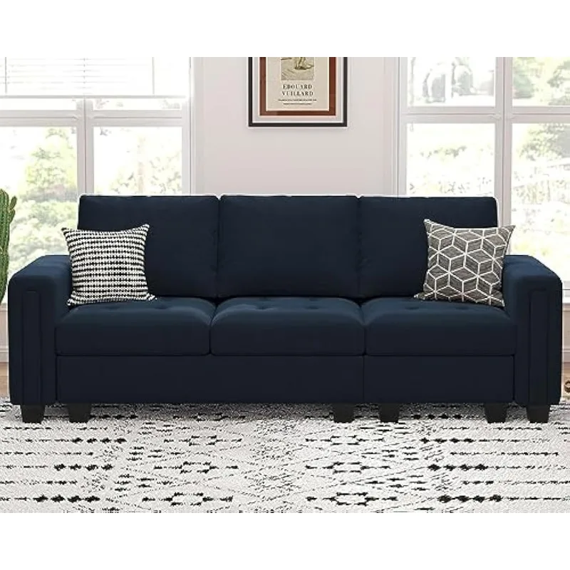 Belffin Velvet Modular Sofa Couch 3 Seater Sofa Couch for Living Room Blue