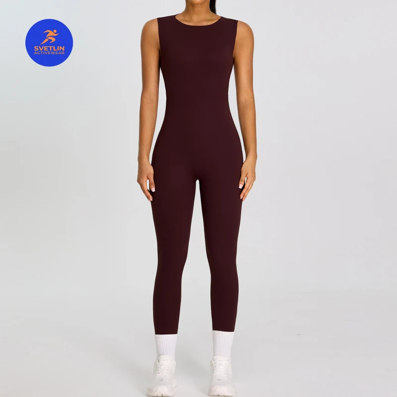 SVETLIN EU US Size High Quality Bodysuit Active Sexy Backless Casual Pilates Yoga Sports Gym Fitness Jumpsuit for Women