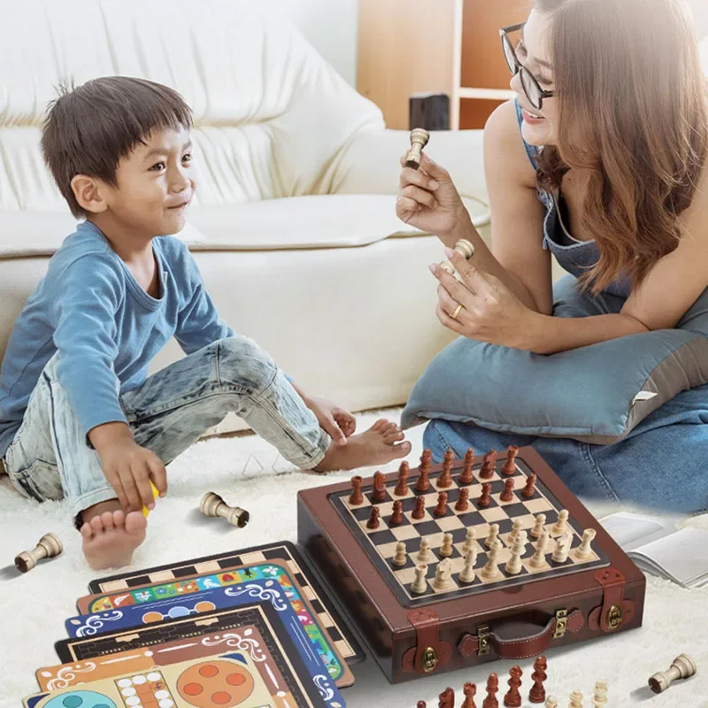 Modern Full Set Chess Flat Children Travel Set Unique High Quality Chess Luxury Luxury Professional Gift Jeu De Table Board Game