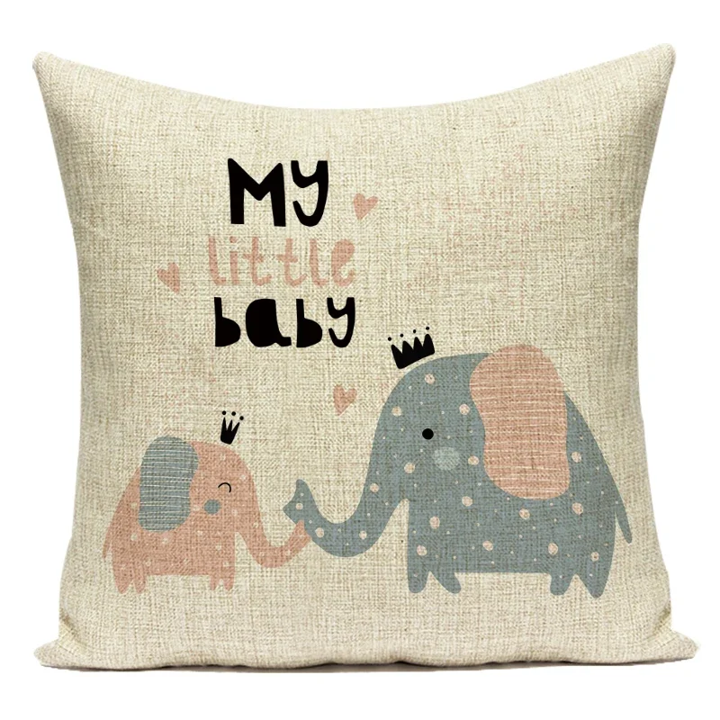 Decorative Throw Pillows Case Cute Cartoon Lovely Animals Elephant Pillow Cushion Cover for Sofa Home Bedroom Funda Cojines