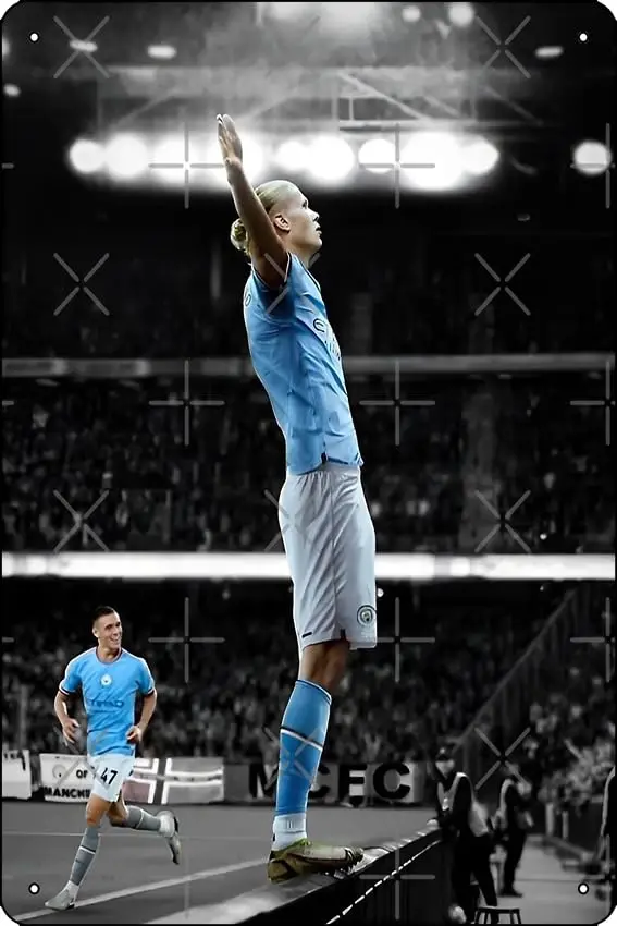 Haaland - Erling Haaland постер металлический жестяной знак 12X8 дюймов забавная мужская пещера Декор для дома офиса бара