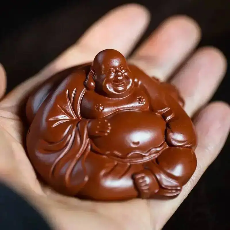 Zisha Tea Pet Maitreya Buddha Ornament Restful Buddha Handheld Sculpture Tea Play Чайные Украшения  