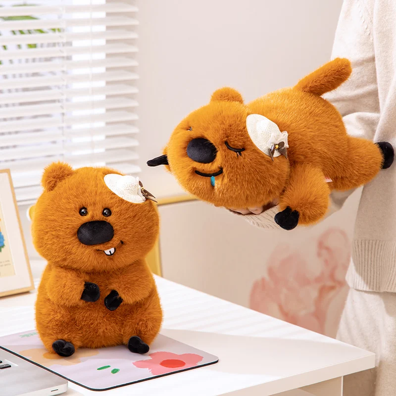 Simulación de dibujos animados Anime encantador castor Animal muñeco de peluche lindo castor juguetes de peluche muñecas hechas a mano para niños regalos de alta calidad