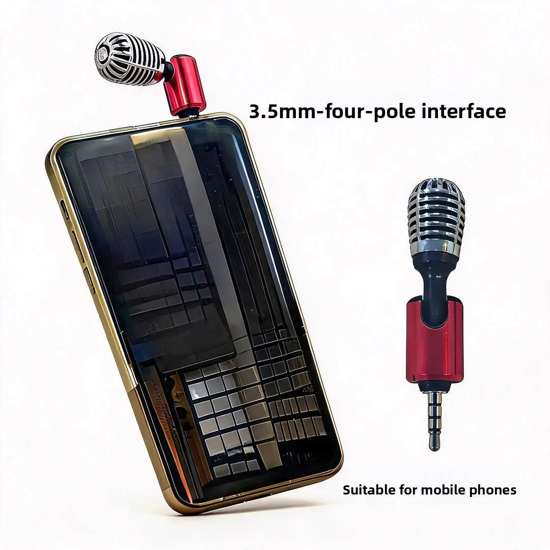 Wireless Mini Mic for Phone, Noise Cancelling Plug and Play, Supports 3.5mm & Type-C, Outdoor Live/Karaoke/YouTube, IOS/Android