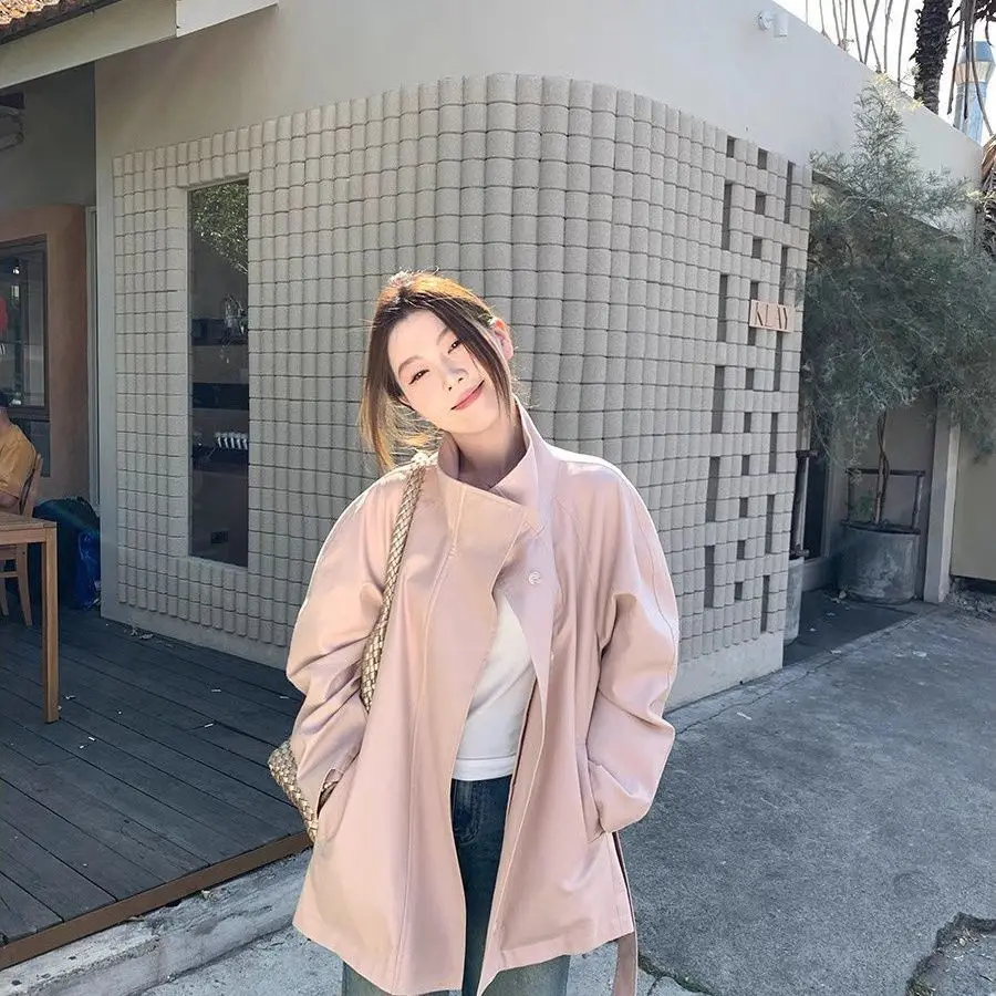 

Тренч Водонепроницаемая женская одежда Универсальный наряд Мешковатые плащи Bf Молния на двух пуговицах Миниатюрные съемные сезонные манжеты в стиле панк