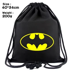 DC Anime Batman Wonder Woman Superman Figure Drawstring Canvas Drawstring Backpack School Bag Student Cartoon Birthday Gifts