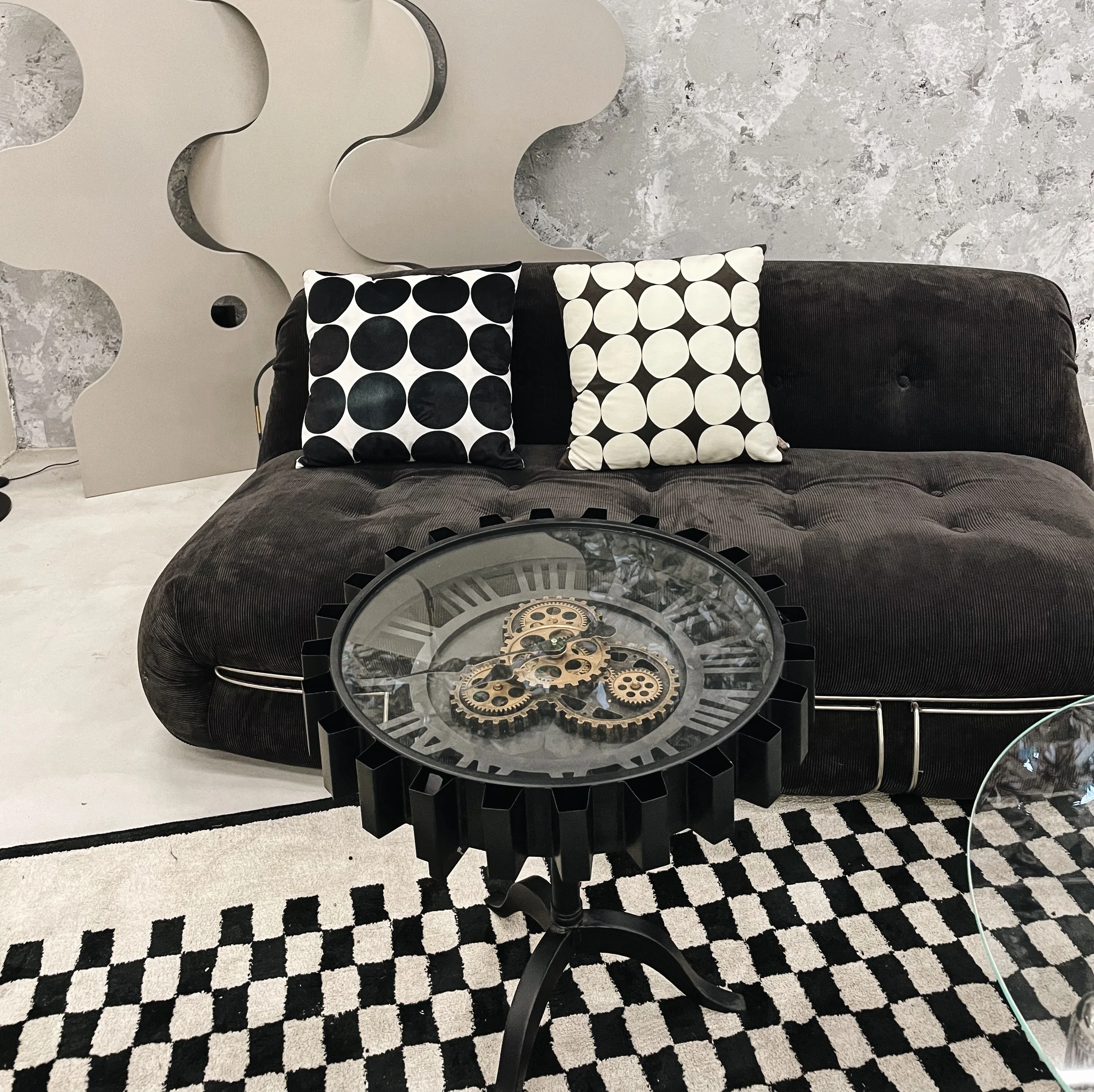 Retro Clock Gear Coffee Tables Living Room Furniture Tea Table Circular Designer Sofa Side Desk