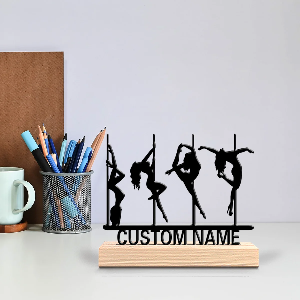 1pc Stylish Personalized Custom pole dance Artist’s Gift with Wooden Base Perfect for Painters Studios Creative Spaces Christma