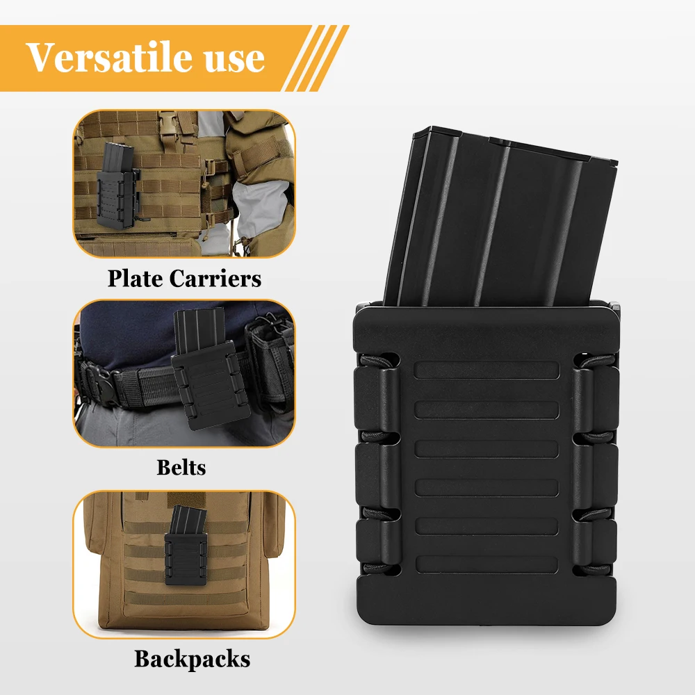 Hunting PA66 Nylon Open Top Magazine Pouch Dual MOLLE Belt Clip Adjustable Elastic Mag Holder Fit 5.56 7.62 Rifle Mag Carrier view 6