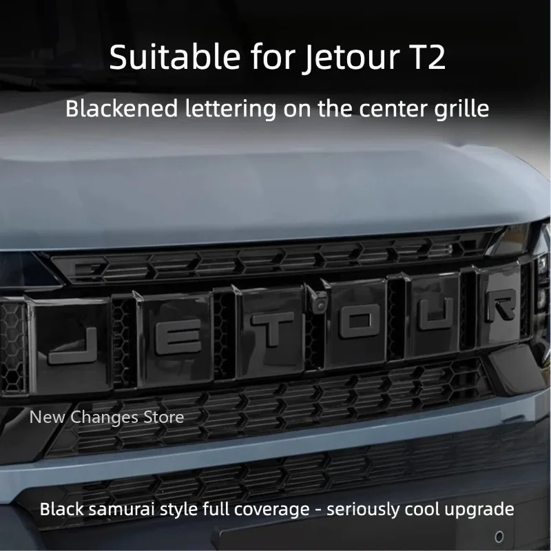 

For Jetour T2 2023-2025 Automobile ABS Bright Black Grille Letter Marking Sticker Auto Exterior Decoration Parts