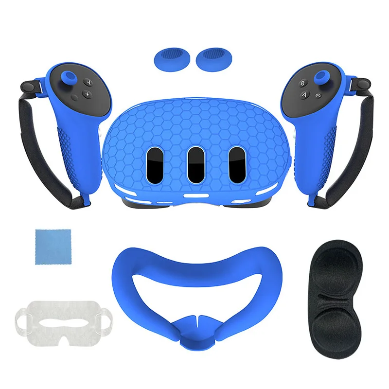 Silicone Protective Cover For Meta Quest3 Accessories Case VR Headset Head Face Cover Eye Pad Controller Cover Grip Full Set