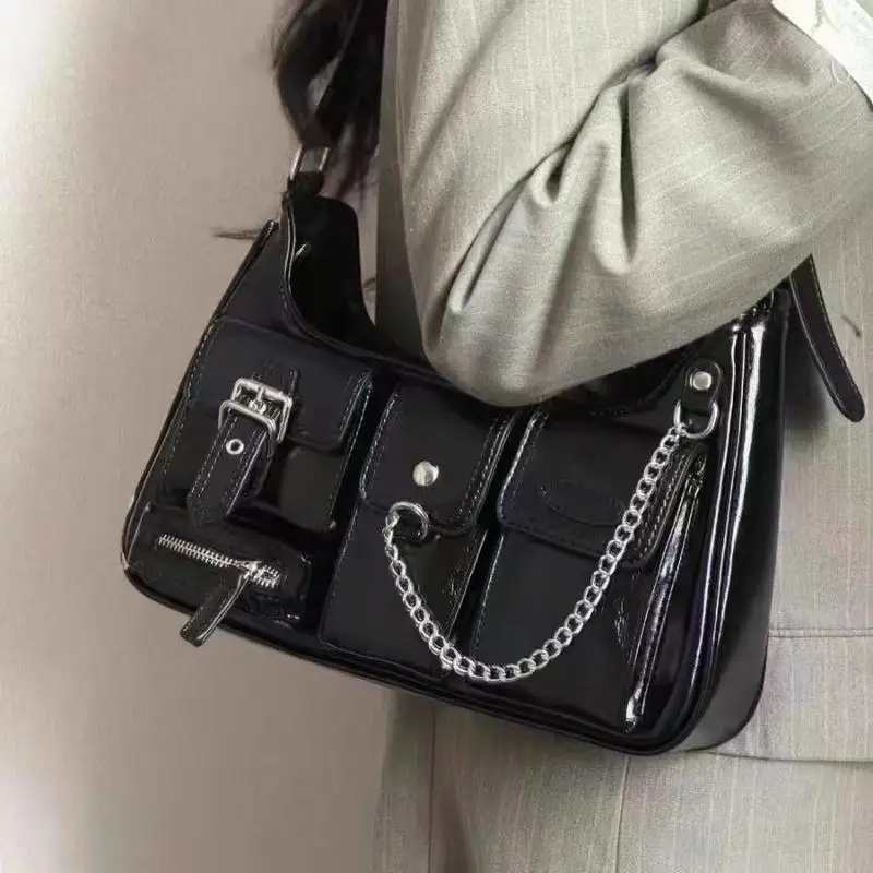 

1Pc Women's Underarm Bag Multifunctional Trendy Cool Chain Bag Single Shoulder Diagonal Crossbody Bag