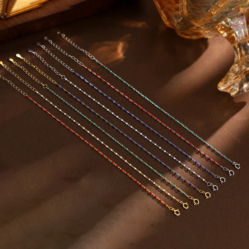 Real 925 Sterling Silver Colorful Bead Minimalist Round Charm Bracelets for Women Cute Fine Jewelry Geometric Accessories
