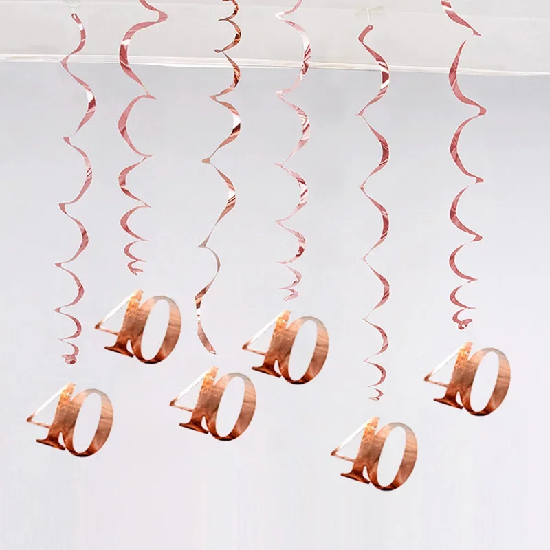Decoración de feliz cumpleaños, suministros de oro rosa para fiesta, 6 unidades por lote, 16, 20, 21, 30, 40, 50, 60 y 70 años