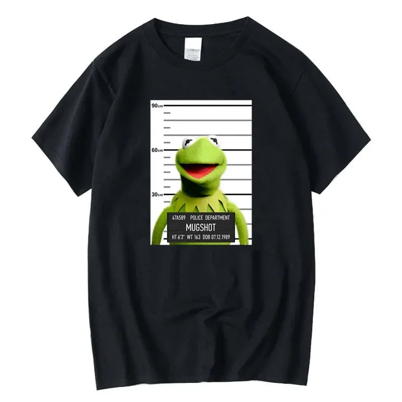 Short Sleeve Style Tops Tees Oversized Summer New T Shirts 5XL Mens Tshirts Funny Prisoner Frog kermit mugshot Washed Vintage