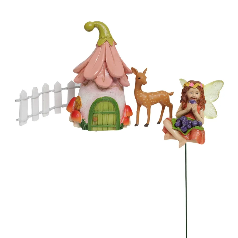 

4pcs Resin Fairy Elf Ornament Creative Cute Flower Fairy Plugin Set Handicraft Waterproof Miniature Figurine Sculptures Car