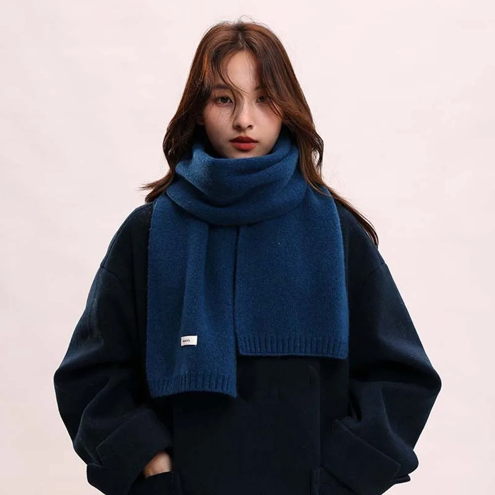Shawl Solid Color Knitting Wool Scarf Cold-proof Windproof Long Thickened Neckscarf Versatile Classic Winter Warmer Scarf Women