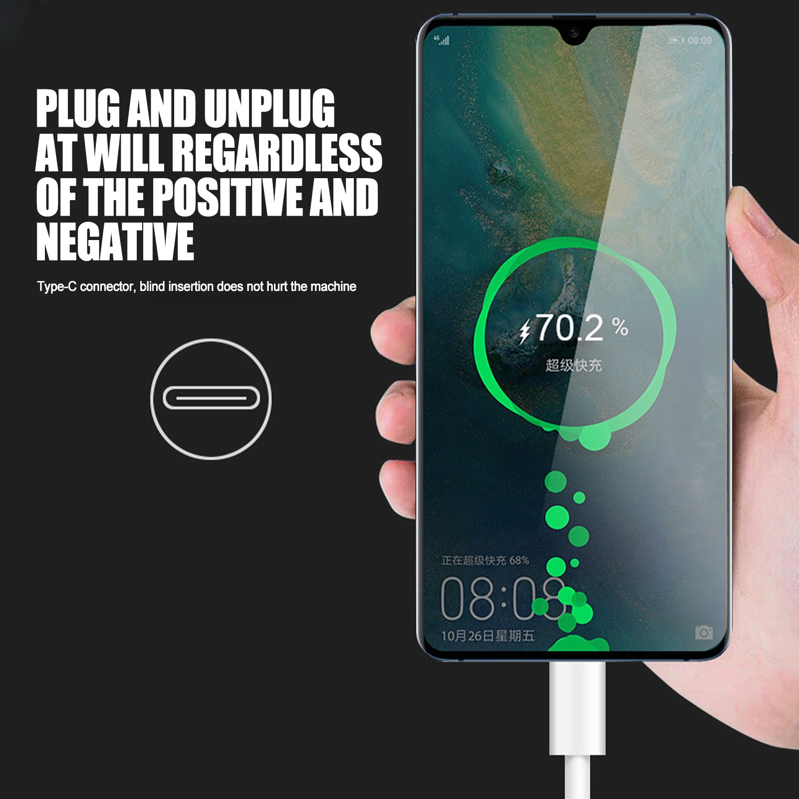 Cavo USB di tipo C 5A cavo di ricarica rapida di tipo C per cavo dati di ricarica hua-wei cavo USB di tipo C in PVC