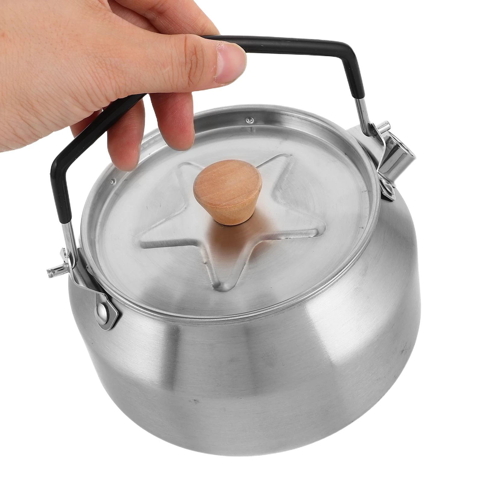 

Outdoor Portable Kettle Camping for Boiling Water on Foot Silver Stainless Steel Picnic Pot