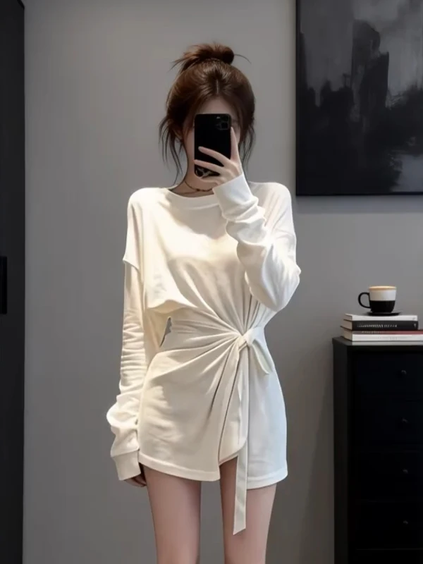 

Loose Long Sleeve White T-Shirt Women's Spring New Style Lazy Feeling Bottoming Shirt Base Layer Top Female Fashion