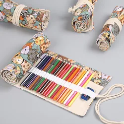 Rollo de lona para bolígrafos y cortinas, bolsa de lápices de colores, almacenamiento de maquillaje, suministros escolares, 12/24/36/48/72/108 agujeros