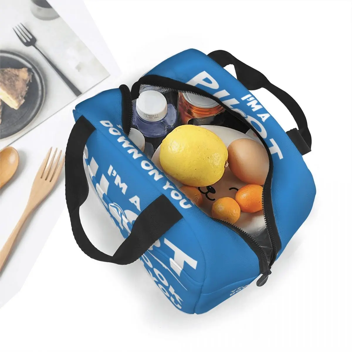 Funny Airplane Pilot Quote Insulated Lunch Bag Leakproof Aviation Plane Fighter Cooler Bag Lunch Box Tote Food Storage Bags