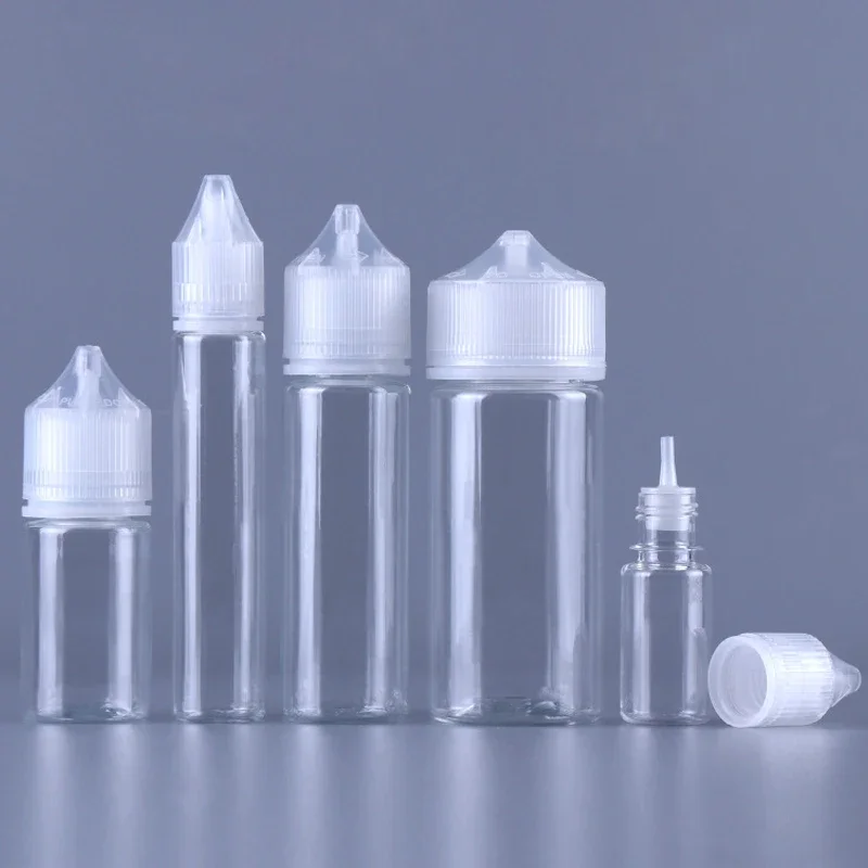 100 Stücke 10 ml/15 ml/30 ml/60 ml/100 ml/120 ml Klare Kunststoff Leere Tropfflaschen E Flüssigkeit Tropfen Flasche Lange Spitze Kappe Tropfen Ölbehälter