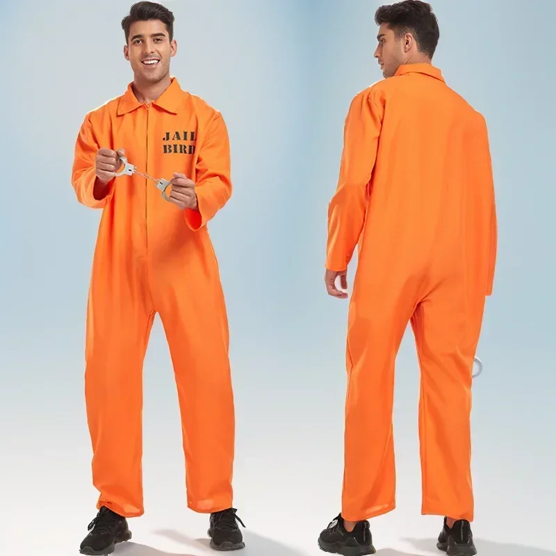 1PC Cosplay Prisoner Uniform Costume Pants Man And Woman Jumpsuit Adult Orange Prison Uniform Adult Halloween Party Costume Prop