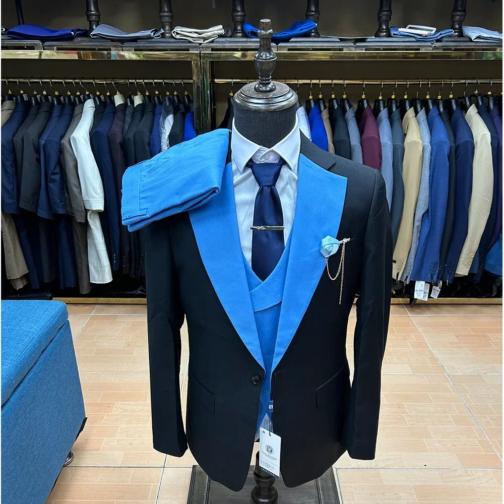 

W104 Cross-border foreign trade suit suit men's large size three-piece dress suit slim groomsman and groom