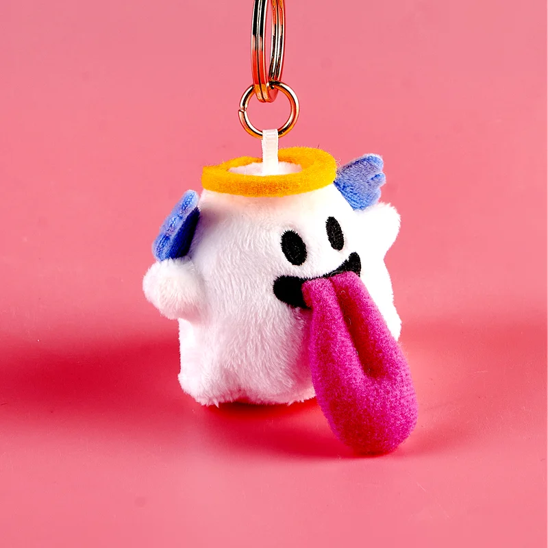 Mini Booghost Cute Ghost 2.0 Burger Volcano Angel Fluff Keychain Furry Toy Plush Keychains Stuffed Soft Animals Collectible