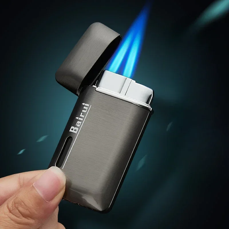 

Recently Hot Selling Double Straight Jet Ignition Lighter Simple Atmospheric Inflatable Portable Cigar Lighter Smoker's Gift