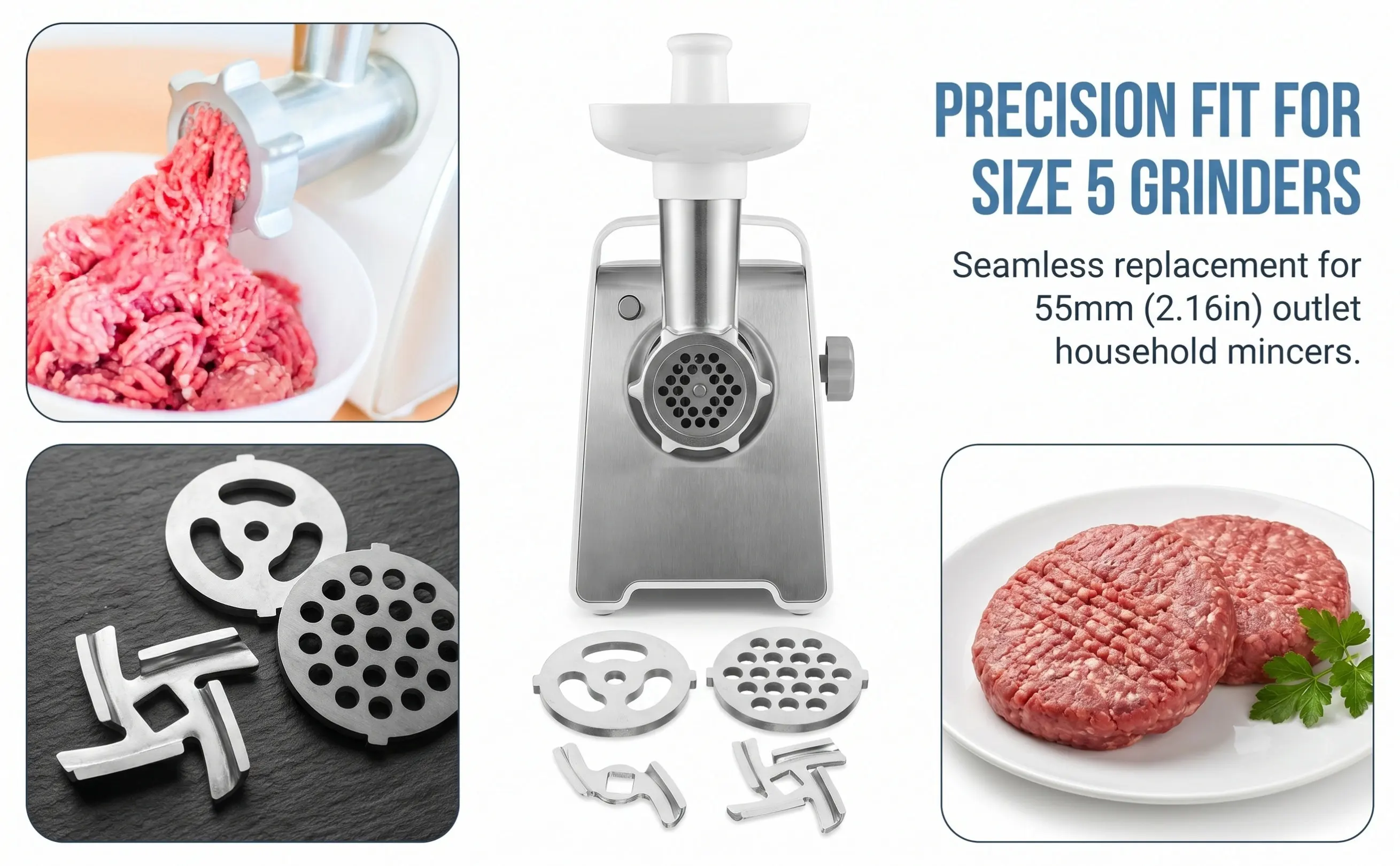 1Set Professional Meat Mincer Cutter and Plate Replacement Set High Strength Steel Construction Easy Install Kitchen Meat