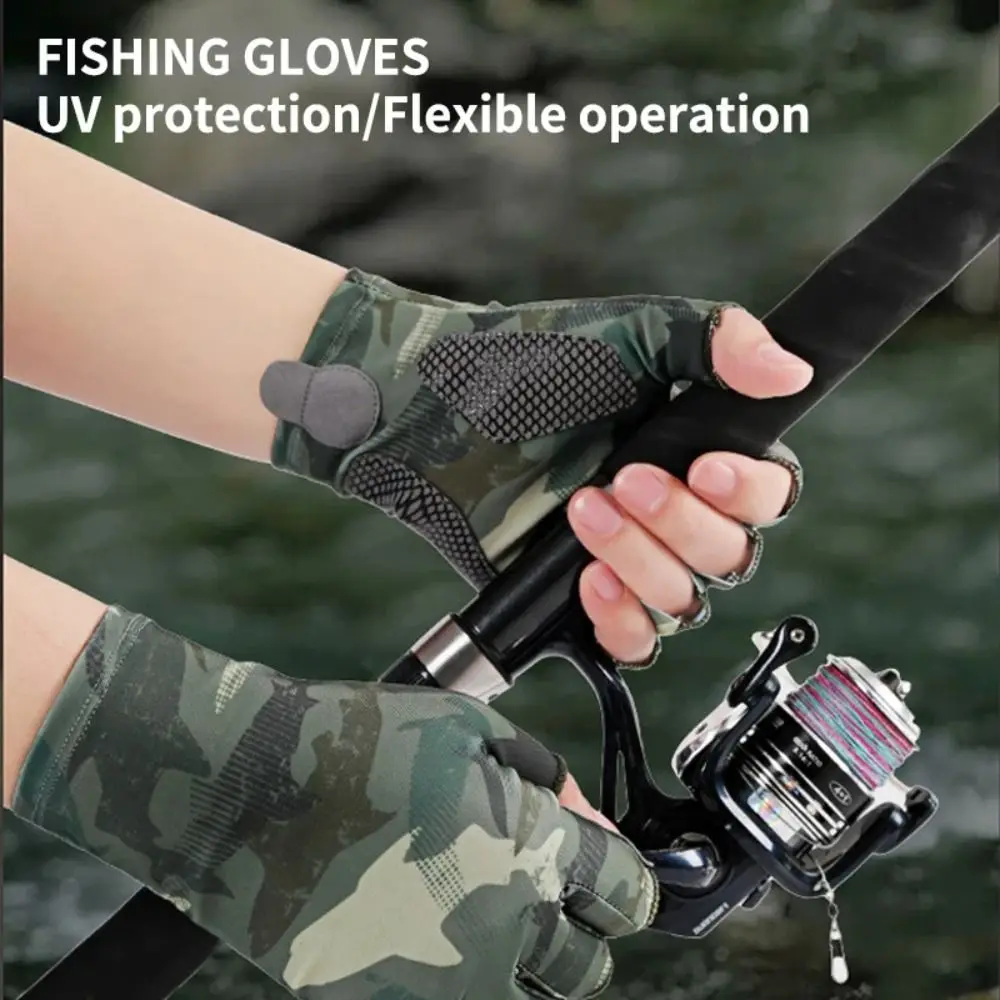 Profession Elastic Fishing Gloves Sun Protection Sweat-absorbent Men Cycling Gloves Anti-slip Breathable Fingerless Gloves