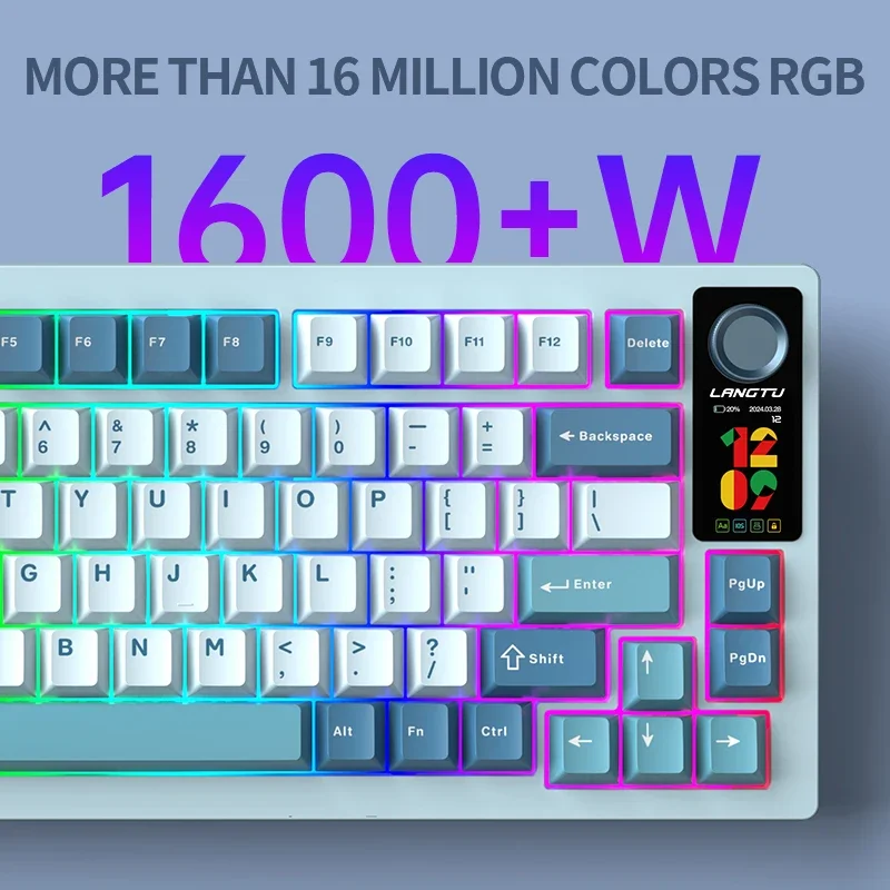 Langtu Lt75 Lt84 Wireless Mechanical Keyboard 80Keys Gaming Bluetooth 2.4G Wired Keyboard RGB Hotswap Gamer Non-contact Keyboard