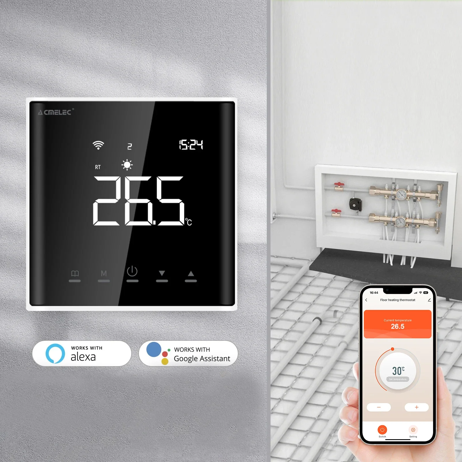 Termostato inteligente wi-fi, controlador de temperatura, água elétrica, aquecimento de piso quente, caldeira a gás, funciona com eco google home tuya