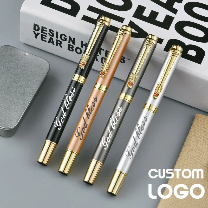 3pcs Dragon Head Logo Metal Ballpoint Pen Customized Carving Name Signature Pen Creative Advertising Teacher Gifts Stationery